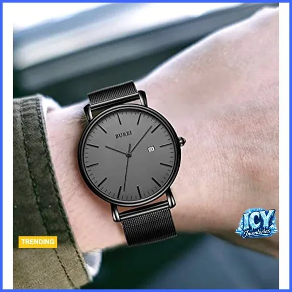 Stainless Steel Mesh Band Quartz Watch Minimalist Ultra Thin Waterproof